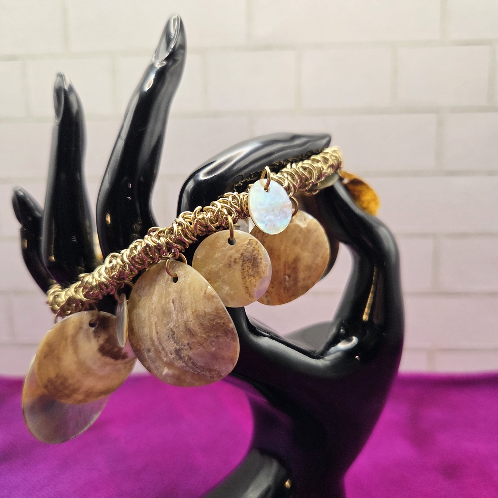 618. Vintage Wire Wrapped Abalone Shell Bracelet